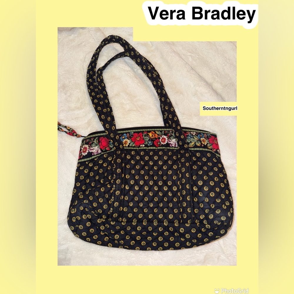 EUC  VERA BRADLEY  RETIRED  “ Little Betsy “  Red and Black floral Crossbody Bag